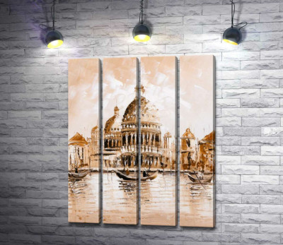 Силует собору Санта-Марія-делла-Салуте (Basilica di Santa Maria della Salute) у пастельних тонах