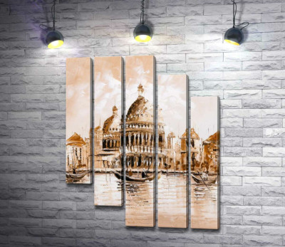 Силуэт собора Санта-Мария-делла-Салуте (Basilica di Santa Maria della Salute) в пастельных тонах