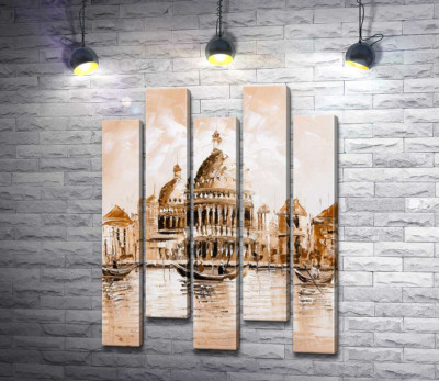 Модульная картина "Силуэт собора Санта-Мария-делла-Салуте (Basilica di Santa Maria della Salute) в пастельных тонах"