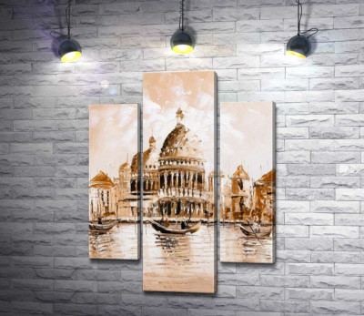 Силует собору Санта-Марія-делла-Салуте (Basilica di Santa Maria della Salute) у пастельних тонах