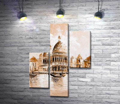 Силует собору Санта-Марія-делла-Салуте (Basilica di Santa Maria della Salute) у пастельних тонах