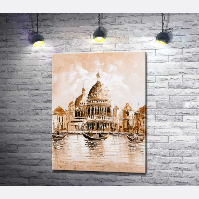 Силует собору Санта-Марія-делла-Салуте (Basilica di Santa Maria della Salute) у пастельних тонах