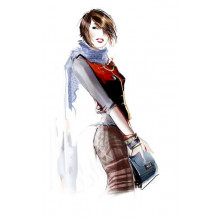 Модний образ дівчини з блакитним шарфом