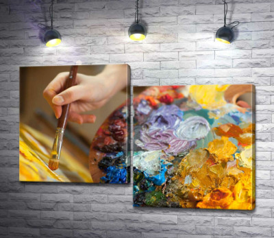 Модульна картина "Рука художника малює картину"