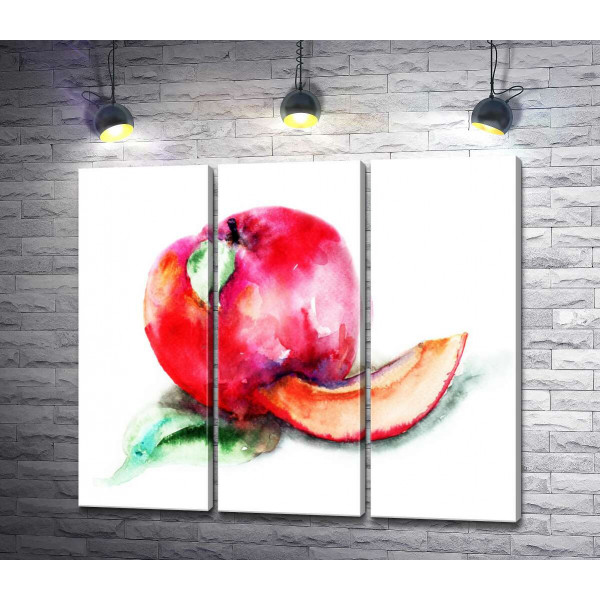 Акварельный рисунок яблока