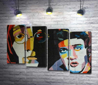 Модульна картина "Графіті з легендарними Джоном Ленноном (John Lennon) та Елвісом Преслі (Elvis Presley)"