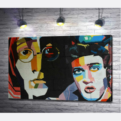 Графіті з легендарними Джоном Ленноном (John Lennon) та Елвісом Преслі (Elvis Presley)