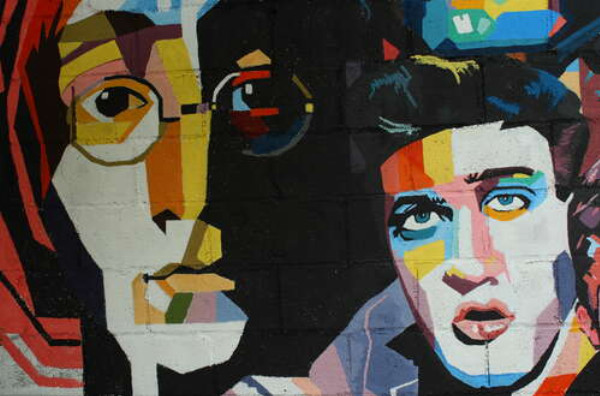Граффити с легендарными Джоном Ленноном (John Lennon) и Элвисом Пресли (Elvis Presley)