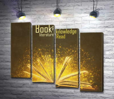 Модульна картина "Золоті іскри знань літають між сторінками книги"