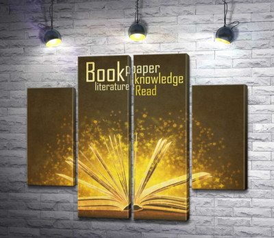 Модульна картина "Золоті іскри знань літають між сторінками книги"