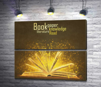 Модульна картина "Золоті іскри знань літають між сторінками книги"
