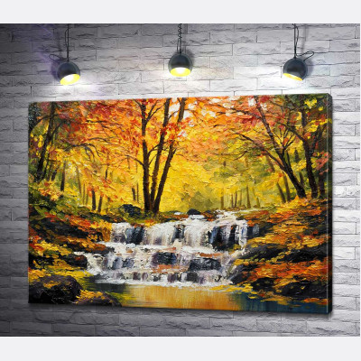Золота осінь прикрасила маленький водоспад