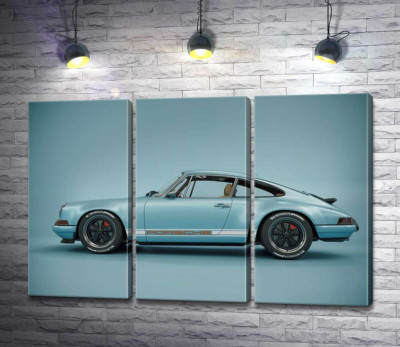 Модульная картина "Голубой гоночный автомобиль Porsche 911 Carrera RSR"
