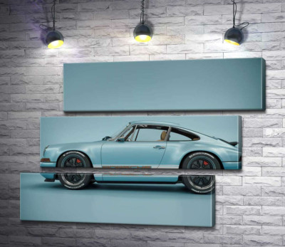 Модульная картина "Голубой гоночный автомобиль Porsche 911 Carrera RSR"
