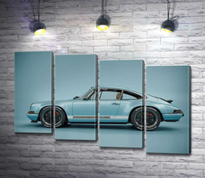 Модульна картина "Блакитний гоночний автомобіль Porsche 911 Carrera RSR"