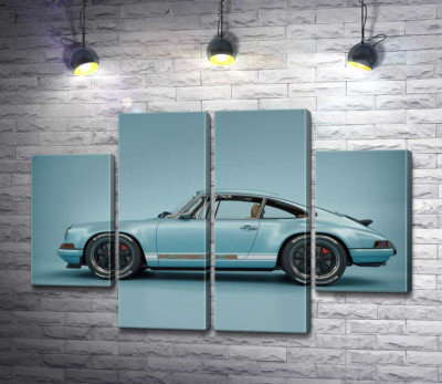 Модульная картина "Голубой гоночный автомобиль Porsche 911 Carrera RSR"