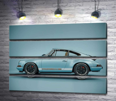 Модульная картина "Голубой гоночный автомобиль Porsche 911 Carrera RSR"
