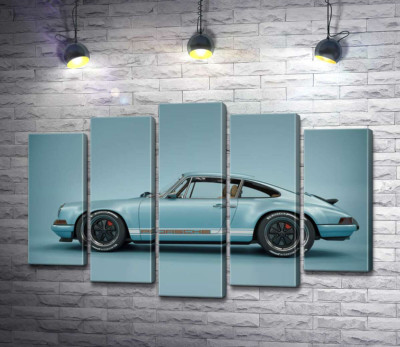 Модульна картина "Блакитний гоночний автомобіль Porsche 911 Carrera RSR"