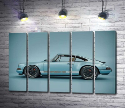 Модульная картина "Голубой гоночный автомобиль Porsche 911 Carrera RSR"