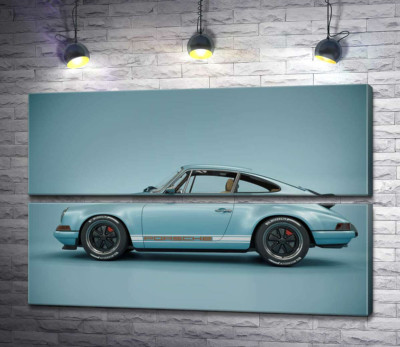 Модульная картина "Голубой гоночный автомобиль Porsche 911 Carrera RSR"