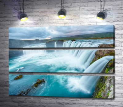 Модульна картина "Бірюзова краса водоспаду Ґодафосс (Godafoss)"