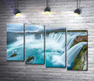 Модульна картина "Бірюзова краса водоспаду Ґодафосс (Godafoss)"