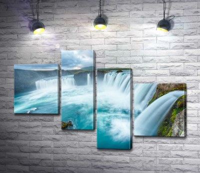 Модульна картина "Бірюзова краса водоспаду Ґодафосс (Godafoss)"
