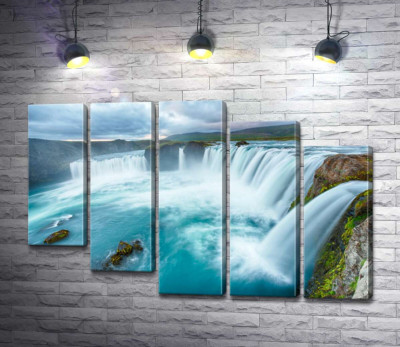 Модульна картина "Бірюзова краса водоспаду Ґодафосс (Godafoss)"