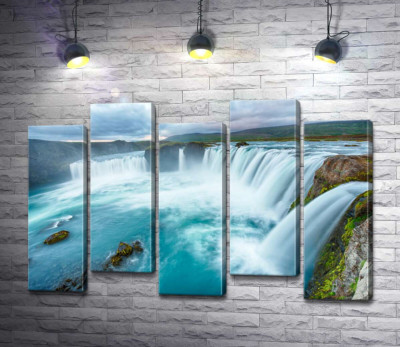 Модульная картина "Бирюзовая красота водопада Годафосс (Godafoss)"