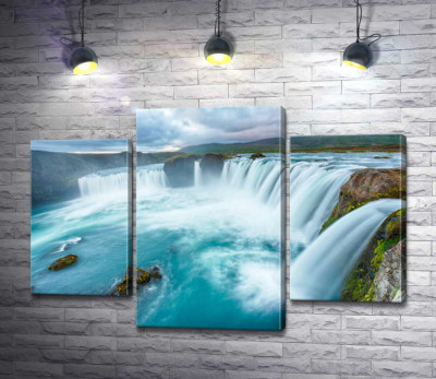 Модульная картина "Бирюзовая красота водопада Годафосс (Godafoss)"