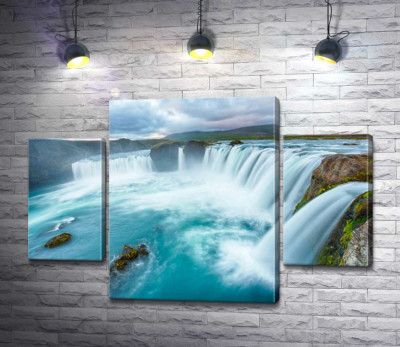 Модульна картина "Бірюзова краса водоспаду Ґодафосс (Godafoss)"