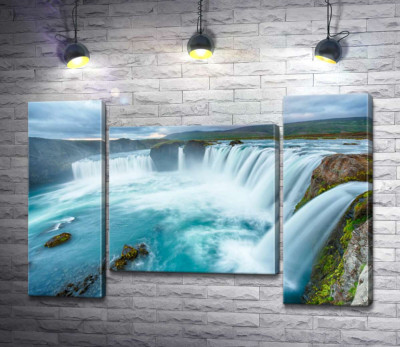 Модульная картина "Бирюзовая красота водопада Годафосс (Godafoss)"