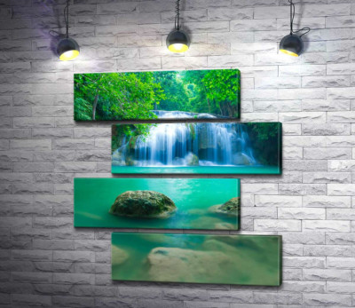 Модульна картина "Бірюзова вода водоспаду Ераван (Erawan falls)"