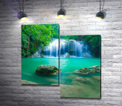 Модульна картина "Бірюзова вода водоспаду Ераван (Erawan falls)"