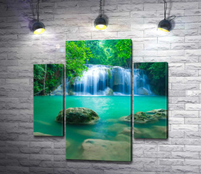 Модульна картина "Бірюзова вода водоспаду Ераван (Erawan falls)"