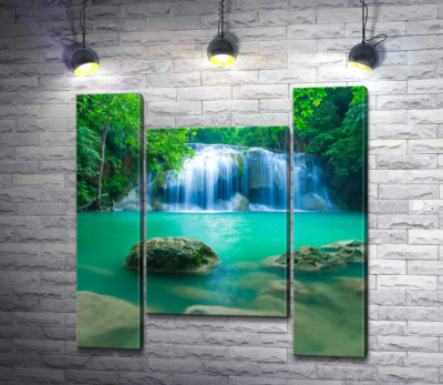 Модульная картина "Бирюзовая вода водопада Эраван (Erawan falls)"