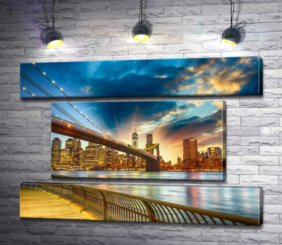Модульна картина "Бруклінський міст (Brooklyn Bridge) веде до багатолюдного мегаполісу"