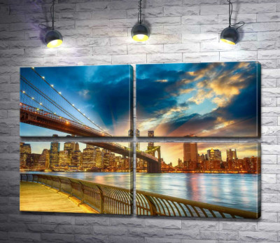 Бруклінський міст (Brooklyn Bridge) веде до багатолюдного мегаполісу