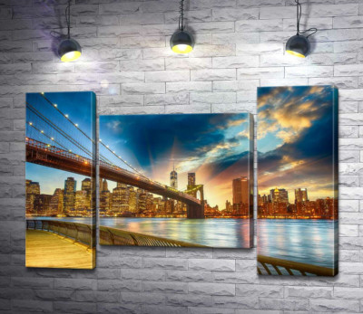 Бруклінський міст (Brooklyn Bridge) веде до багатолюдного мегаполісу