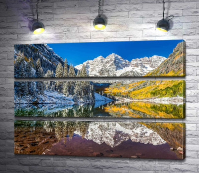 Модульна картина "Зустріч зими та осені на озері Марун (Maroon Lake)"