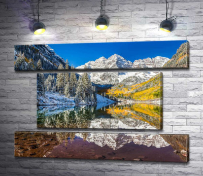 Встреча зимы и осени на озере Марун (Maroon Lake)