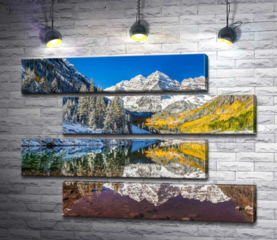 Модульна картина "Зустріч зими та осені на озері Марун (Maroon Lake)"