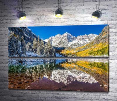 Встреча зимы и осени на озере Марун (Maroon Lake)