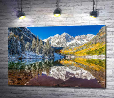 Встреча зимы и осени на озере Марун (Maroon Lake)