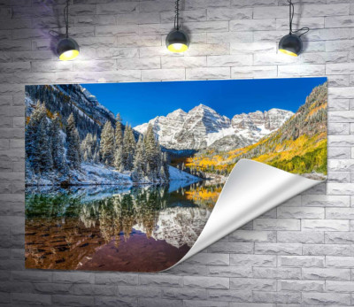 Встреча зимы и осени на озере Марун (Maroon Lake)