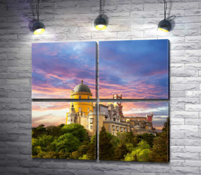 Модульна картина "Романтичний палац Пена (Palacio Nacional da Pena) в оточенні дерев"