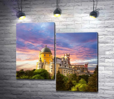 Модульна картина "Романтичний палац Пена (Palacio Nacional da Pena) в оточенні дерев"