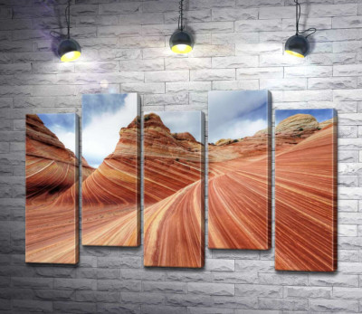 Модульная картина "Плавные изгибы слоев скал на склоне Койот-Бют (Coyote Buttes)"