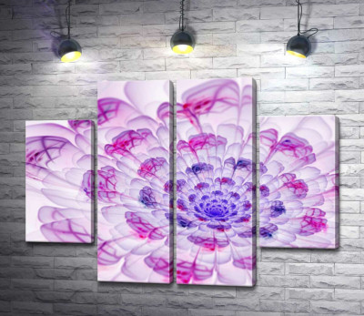 Модульна картина "Тонкі рожеві візерунки на білих пелюстках квітки"