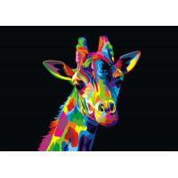 Спокойный взгляд разноцветного жирафа